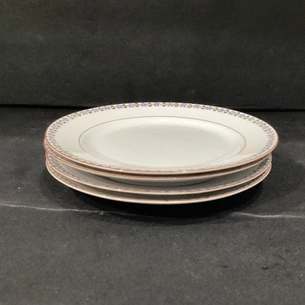 Noritake China Nippon Salad Plates, Set of 4,‎ Blue Cornflowers & Green Leaves